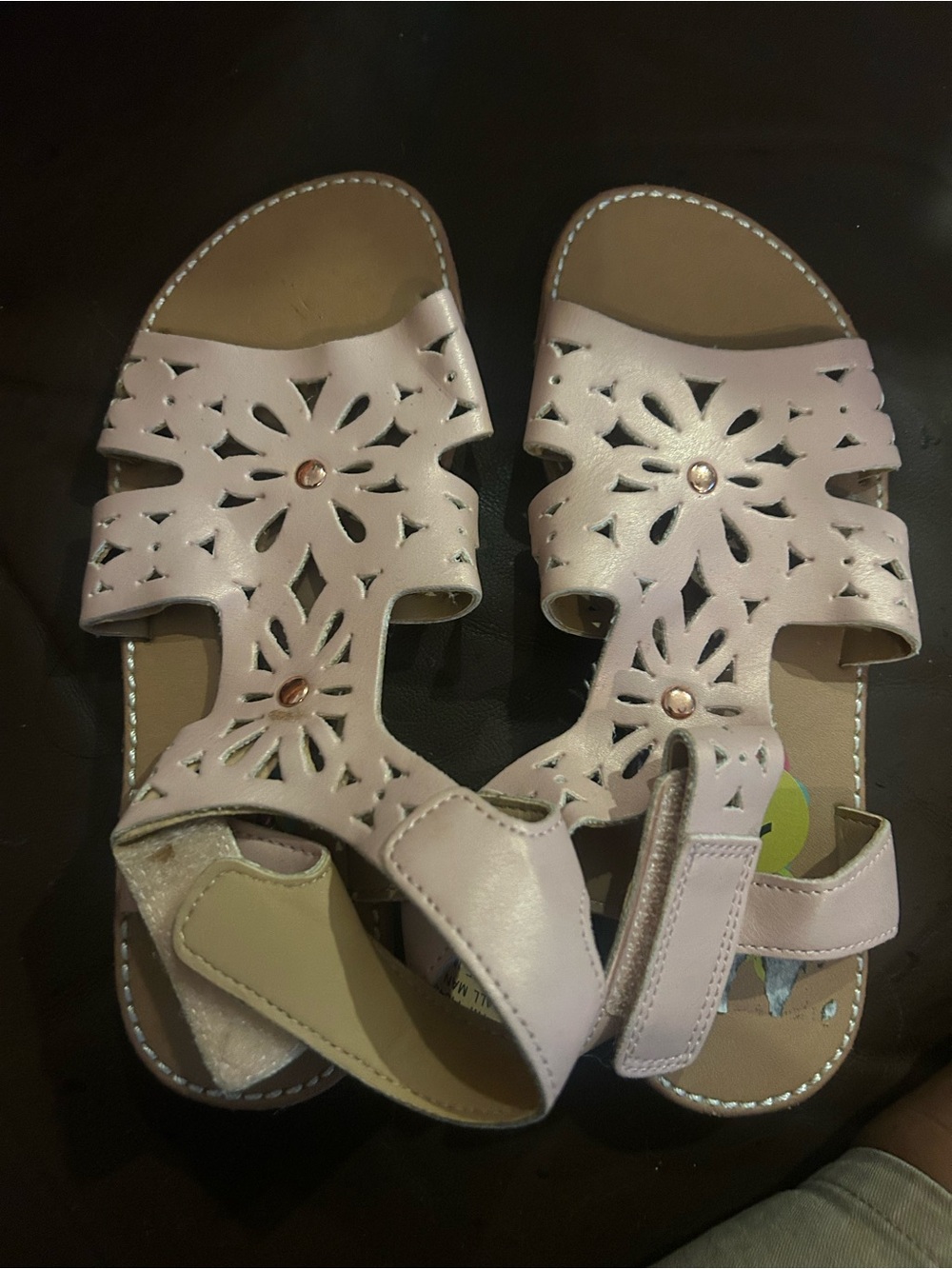 Girls' Pink Laser-Cut Floral Sandals